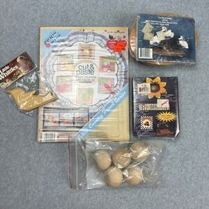 Vtg Wood Crafting Lot Apple Bits Little Whittles Folk Art Patterns 5pc Bundle